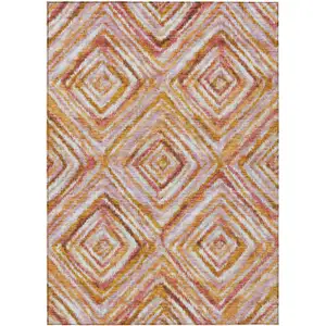 Photo of Orange Copper And Gold Geometric Washable Indoor Outdoor Area Rug