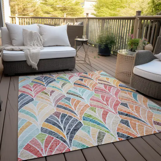 Orange Copper And Gold Geometric Washable Indoor Outdoor Area Rug Photo 9