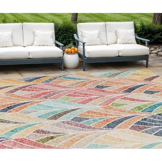 Orange Copper And Gold Geometric Washable Indoor Outdoor Area Rug Photo 1