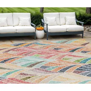 Photo of Orange Copper And Gold Geometric Washable Indoor Outdoor Area Rug