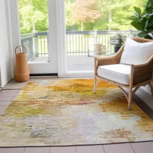 Photo of Orange Copper And Terra Cotta Abstract Washable Indoor Outdoor Area Rug