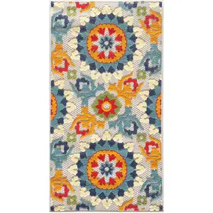 Photo of Orange Floral Lattice Indoor Outdoor Area Rug