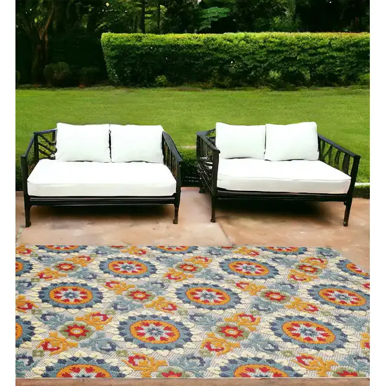 Orange And Ivory Moroccan Stain Resistant Indoor Outdoor Area Rug Photo 1