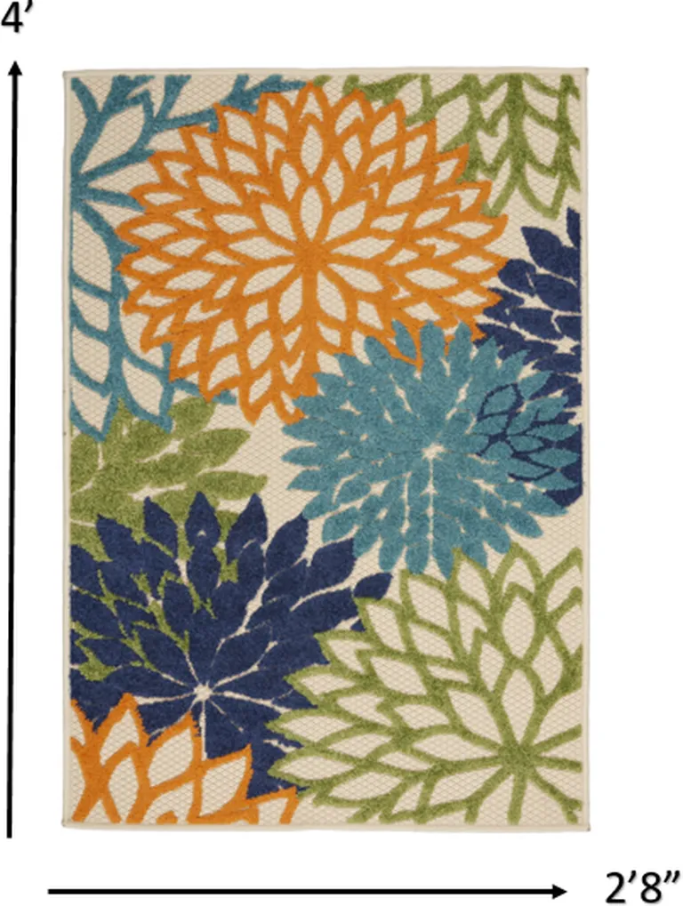 Orange Floral Outdoor Area Rug Photo 5