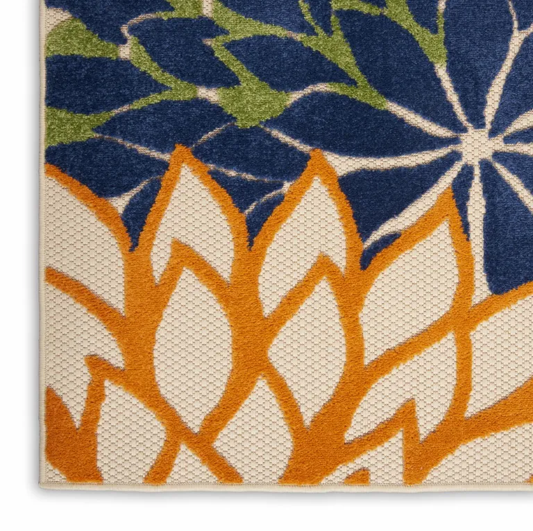 Orange Floral Outdoor Area Rug Photo 4