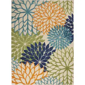 Photo of Orange Floral Outdoor Area Rug