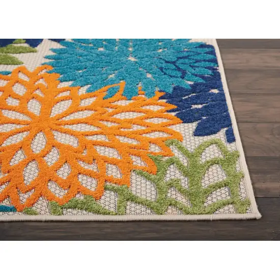 Orange Floral Outdoor Runner Rug Photo 7