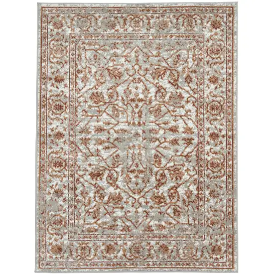 Orange Floral Power Loom Area Rug With Fringe Photo 1