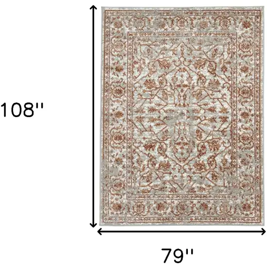 Orange Floral Power Loom Area Rug With Fringe Photo 7