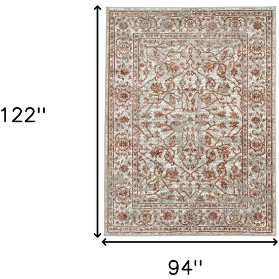 Orange Floral Power Loom Area Rug With Fringe Photo 7