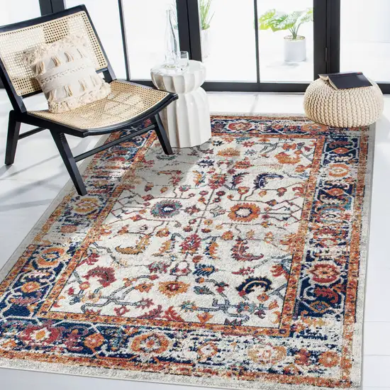 Orange Floral Power Loom Area Rug Photo 6