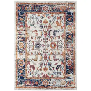 Photo of Orange Floral Power Loom Area Rug