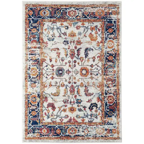 Orange Floral Power Loom Area Rug Photo 1