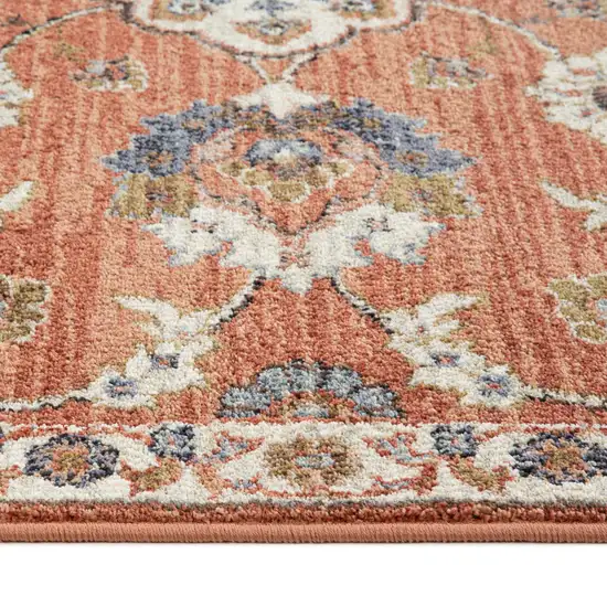 Orange Floral Power Loom Area Rug Photo 4