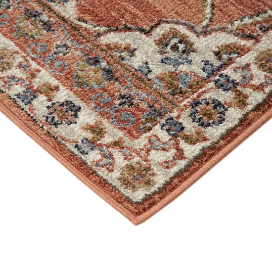 Orange Floral Power Loom Area Rug Photo 5