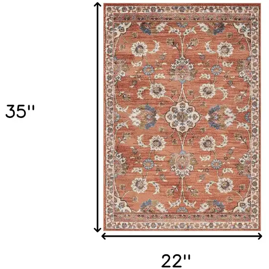 Orange Floral Power Loom Area Rug Photo 8