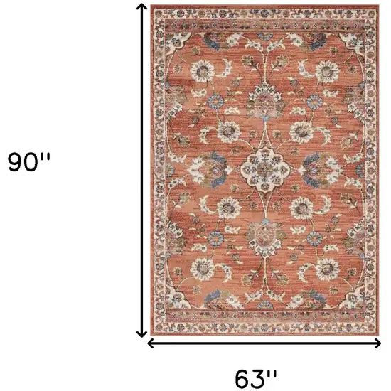 Orange Floral Power Loom Area Rug Photo 8