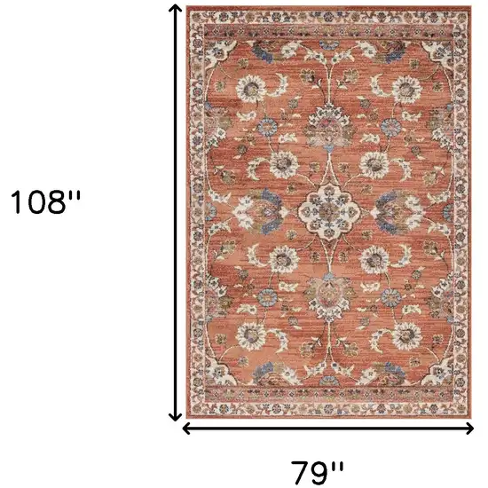 Orange Floral Power Loom Area Rug Photo 8