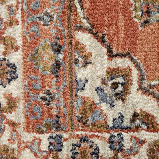 Orange Floral Power Loom Area Rug Photo 3