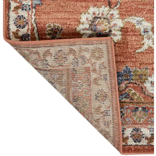 Orange Floral Power Loom Area Rug Photo 6