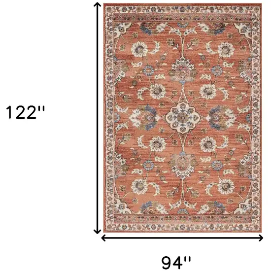 Orange Floral Power Loom Area Rug Photo 8