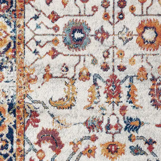 Orange Floral Power Loom Runner Rug Photo 4