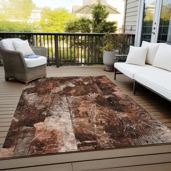 Orange Floral Washable Non Skid Indoor Outdoor Area Rug Photo 8