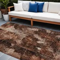 Photo of Orange Floral Washable Non Skid Indoor Outdoor Area Rug