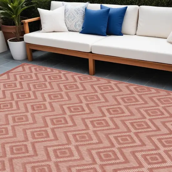 Coral Orange Indoor Outdoor Area Rug Photo 1