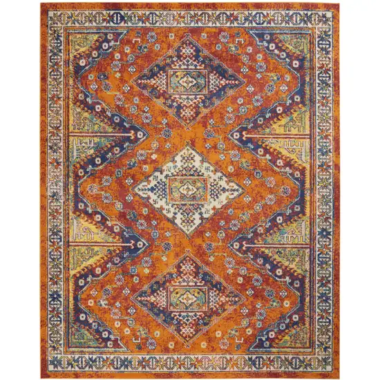 Orange Blue And Yellow Geometric Area Rug Photo 2