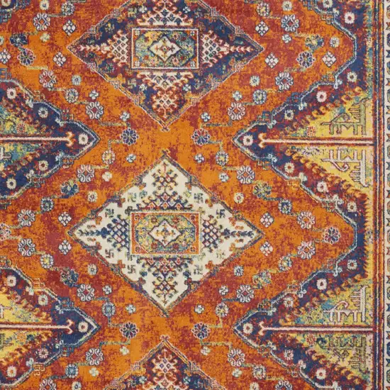 Orange Blue And Yellow Geometric Area Rug Photo 8