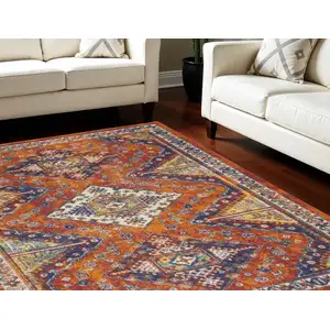 Photo of Orange Geometric Power Loom Area Rug