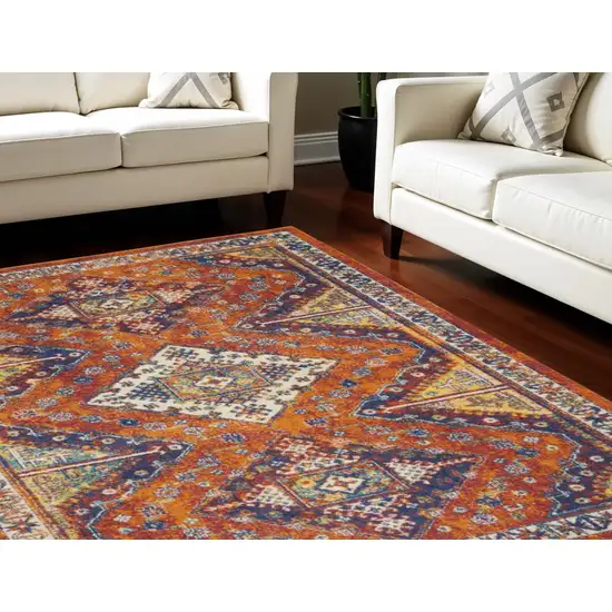 Orange Geometric Power Loom Area Rug Photo 1