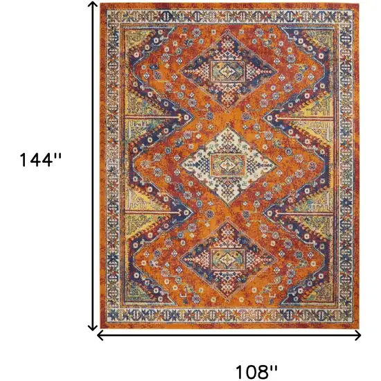 Orange Blue And Yellow Geometric Area Rug Photo 3