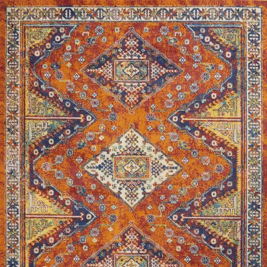 Orange Blue And Yellow Geometric Area Rug Photo 9