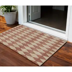 Photo of Orange Geometric Washable Indoor Outdoor Area Rug