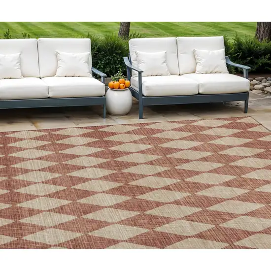 Orange Geometric Washable Indoor Outdoor Area Rug Photo 1