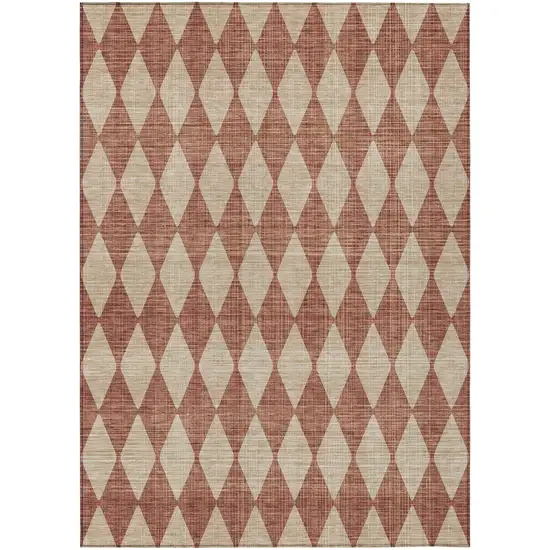 Orange And Copper Geometric Washable Indoor Outdoor Area Rug Photo 2