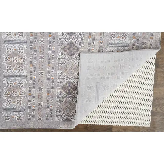 Orange Gray And White Geometric Power Loom Distressed Stain Resistant Area Rug Photo 6