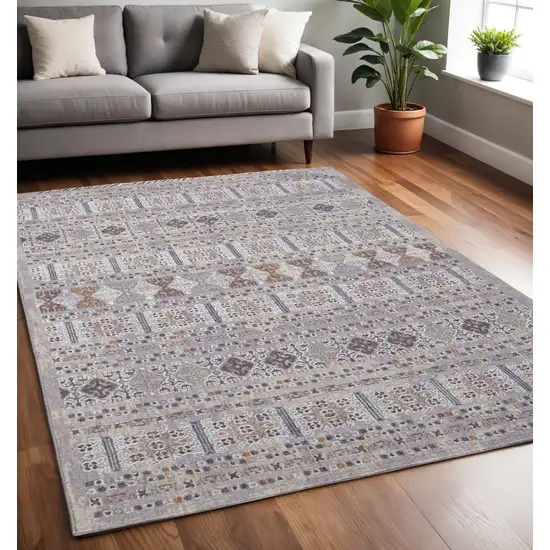 Gray and White Geometric Power Loom Distressed Area Rug Photo 1