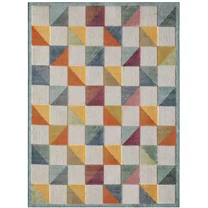 Photo of Orange Gray Triangle Indoor Outdoor Area Rug