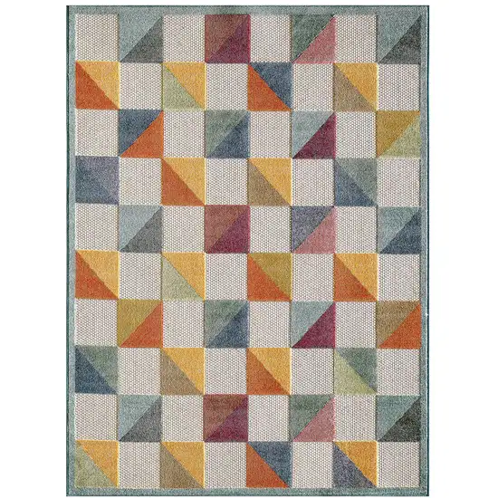 Orange Gray Triangle Indoor Outdoor Area Rug Photo 1