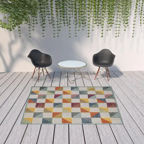 Orange Gray Triangle Indoor Outdoor Area Rug Photo 7