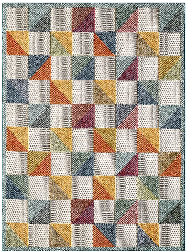 Orange Gray Triangle Indoor Outdoor Area Rug Photo 1