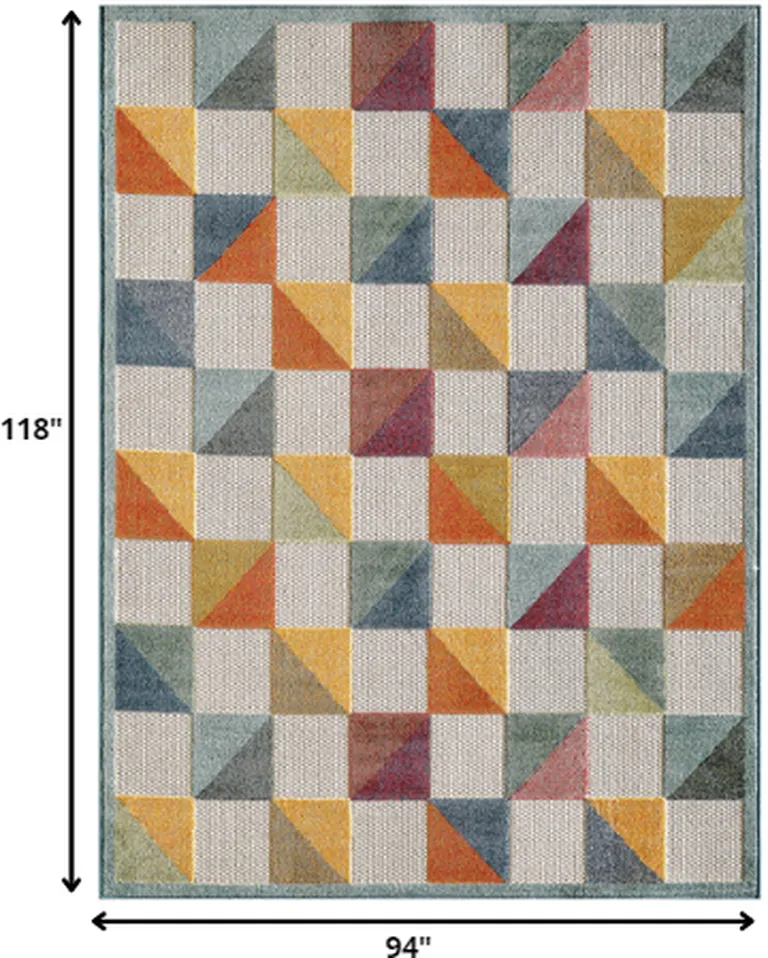 Orange Gray Triangle Indoor Outdoor Area Rug Photo 2