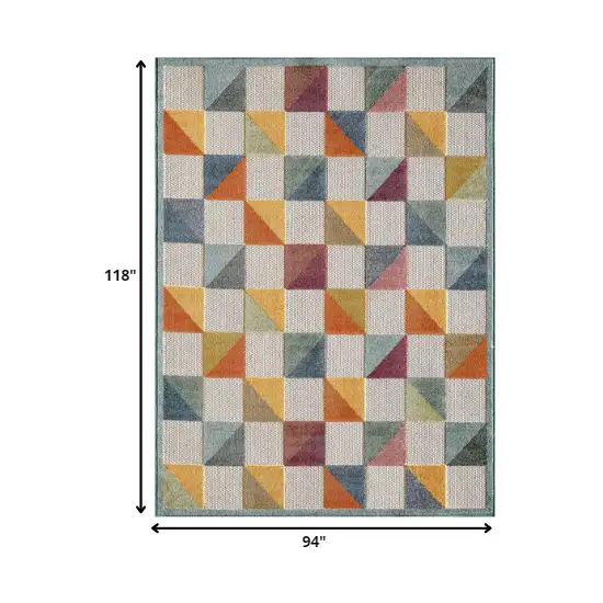 Orange Gray Triangle Indoor Outdoor Area Rug Photo 2