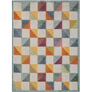 Photo of Orange Gray Triangle Indoor Outdoor Area Rug