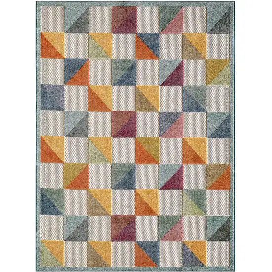 Orange Gray Triangle Indoor Outdoor Area Rug Photo 1