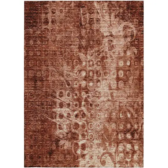 Orange Ikat Washable Non Skid Indoor Outdoor Area Rug Photo 5