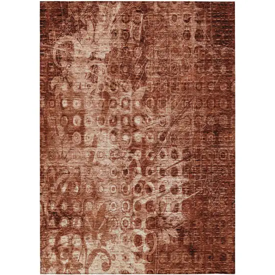 Orange Ikat Washable Non Skid Indoor Outdoor Area Rug Photo 2